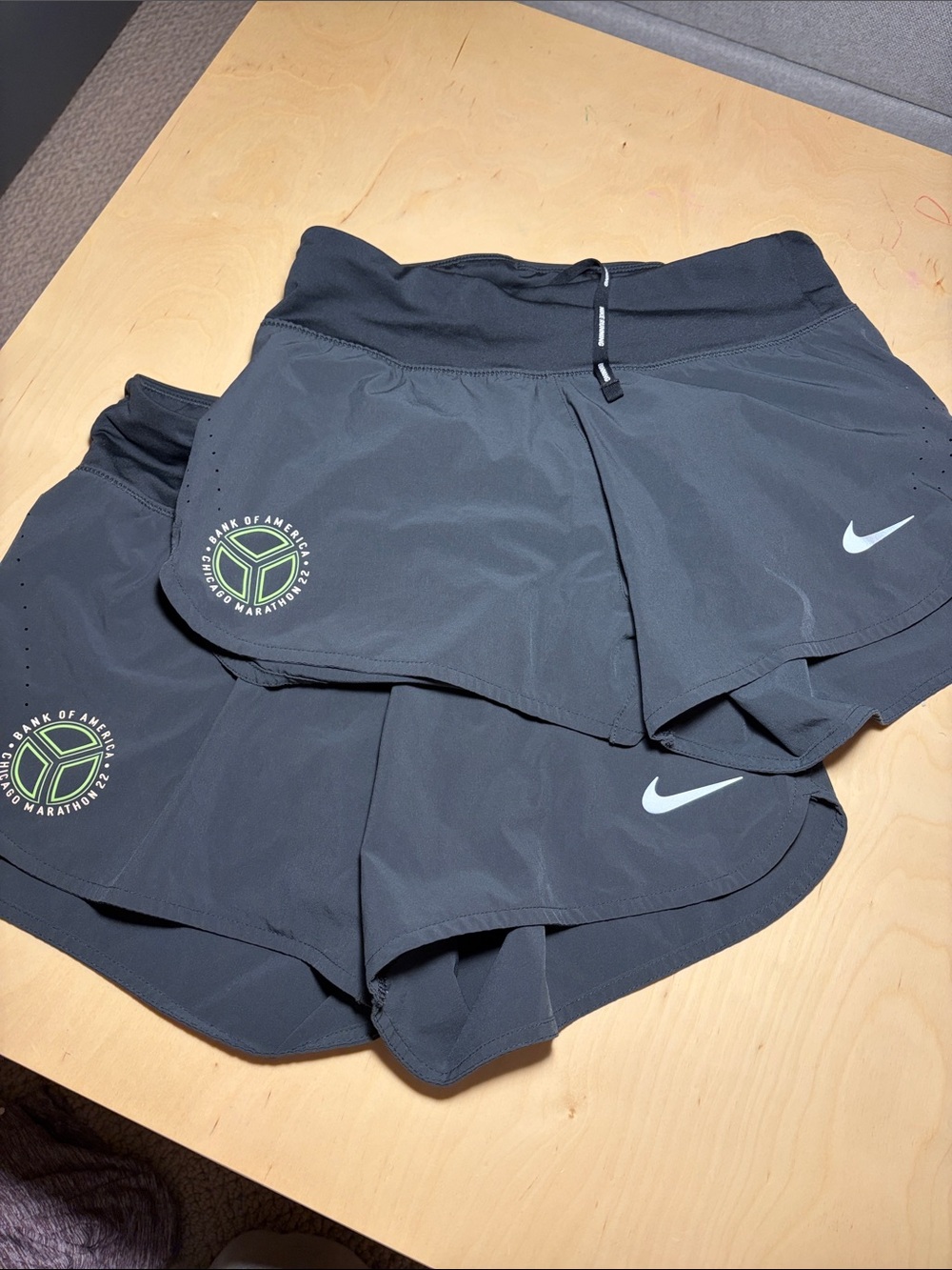 Nike Womenโs Black Dri Fit Running Short Set - size medium